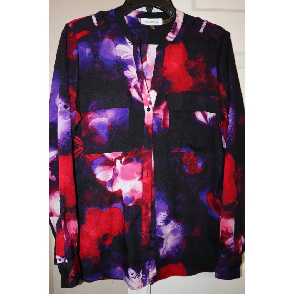 CALVIN KLEIN 👚 WOMENS BEAUTIFUL BLOUSE TOP SHIRT EXTRA PERFECT Medium PERFECT